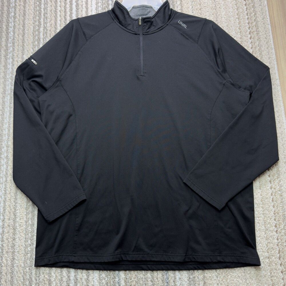UNRL Interlock 1/4 Zip Pullover Men's 2XL XXL Black Grey Sweater Jacket Golf